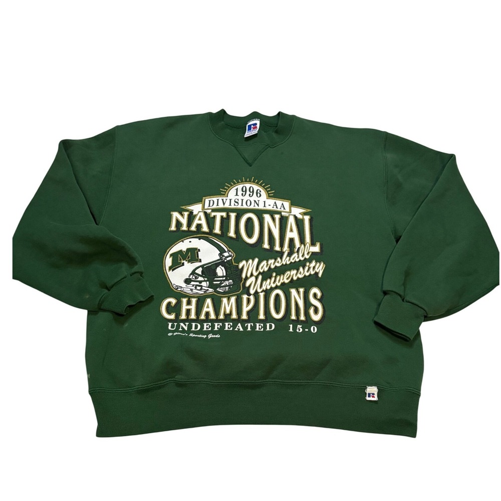 VTG 90s Russell Athletic Marshall University National Champions Crewneck L USA